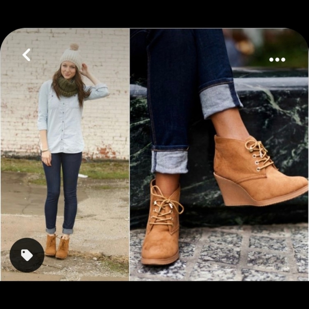 Nautica Stylish Tan Wedge Ankle Boots
